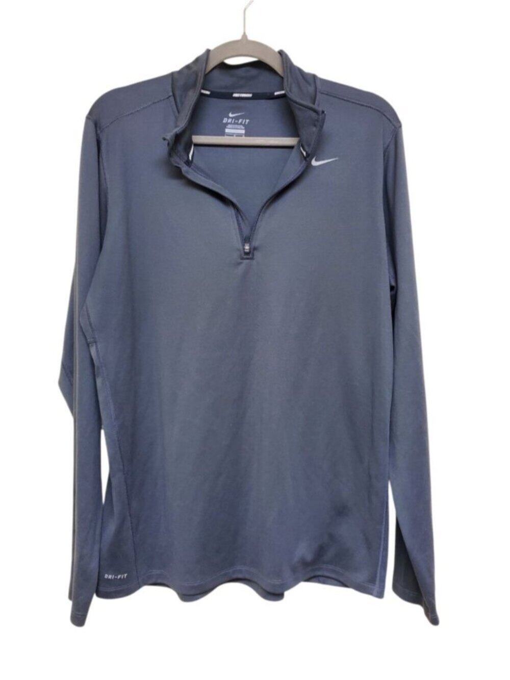 Nike NikeRunning Dri-Fit Men Charcoal Long Sleeve 1/4 Zip Pullover Active Top L